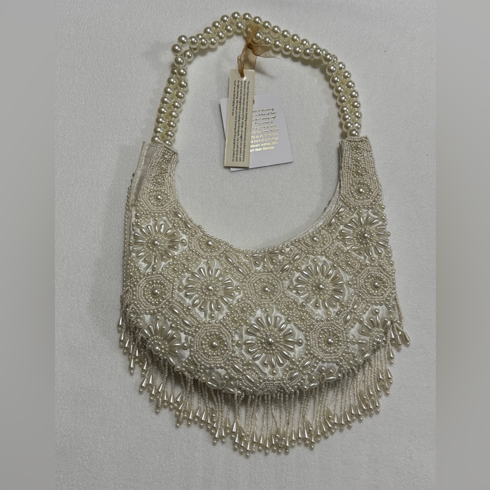 Viral Beaded Pearl Shoulder Bag W/Fringe by Made in India TikTok TJMaxx NWT